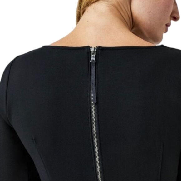Spanx Perfect Fit Black 3/4 Sleeve A-Line Stretch Ponte Smoothing Dress Size L - Picture 13 of 15